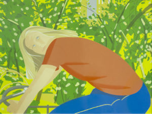 Detail from artist Alex Katz's "Bicycle Rider" lithograph