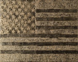 "Golden Flag" mixed media artwork by Mateo Blanco