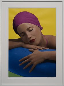 "Serena with Cap (Yellow)" archival mixed media print by artist Carole A. Feuerman