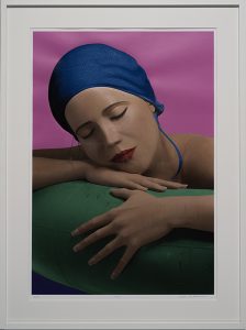 "Serena with Cap (Pink)" archival mixed media print by artist Carole A. Feuerman